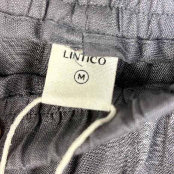 NWT Lintico Women’s Pull On Pants Linen Barrel Leg Crop Lagenlook Artsy Gray - Picture 4 of 7